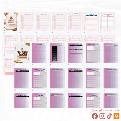 PLANNERS & TRACKERS TEMPLATES BUNDLE (Editable, Reusable, and Resalable)